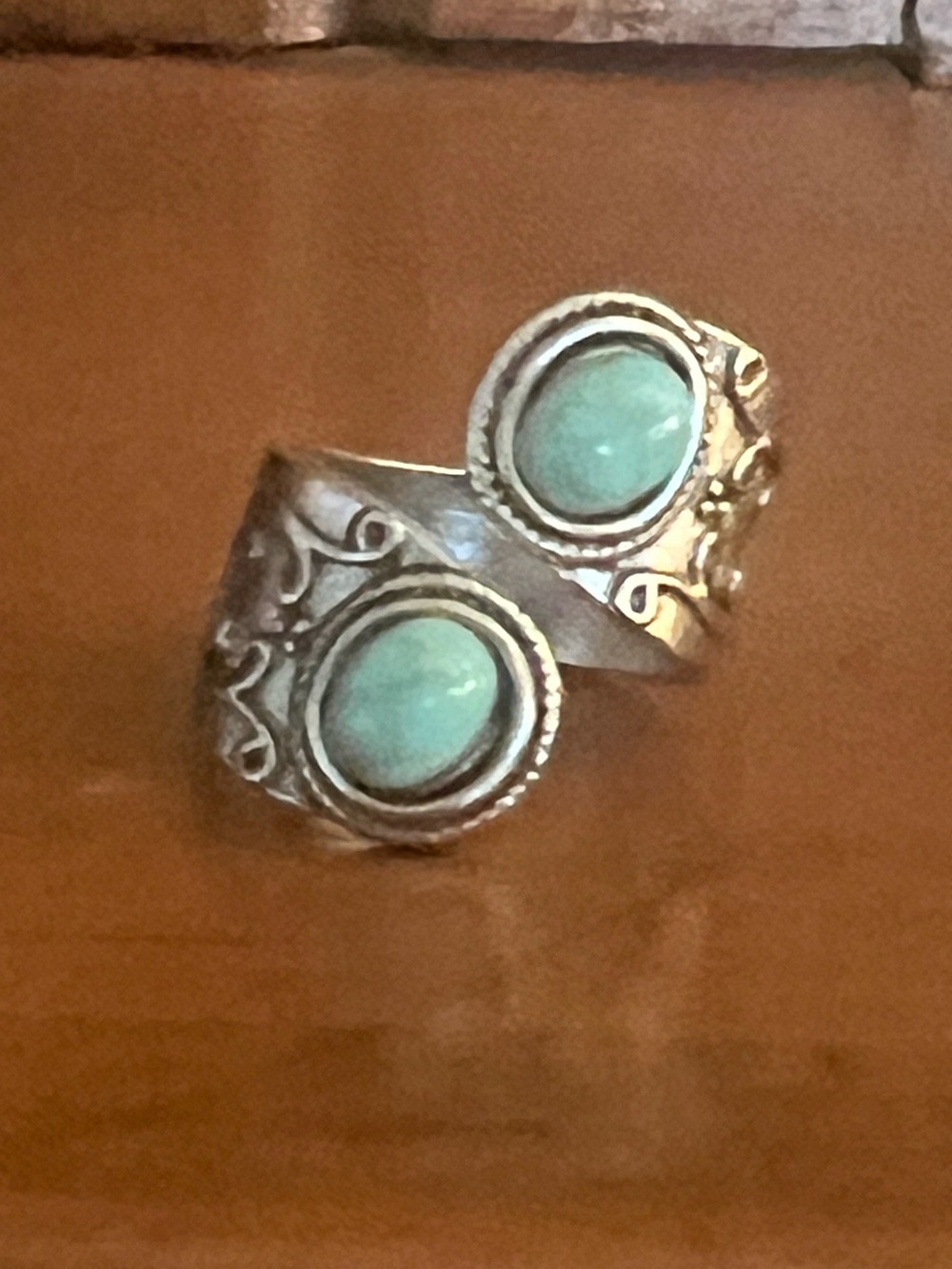New Bohemian style wrap ring with faux turquoise stones
